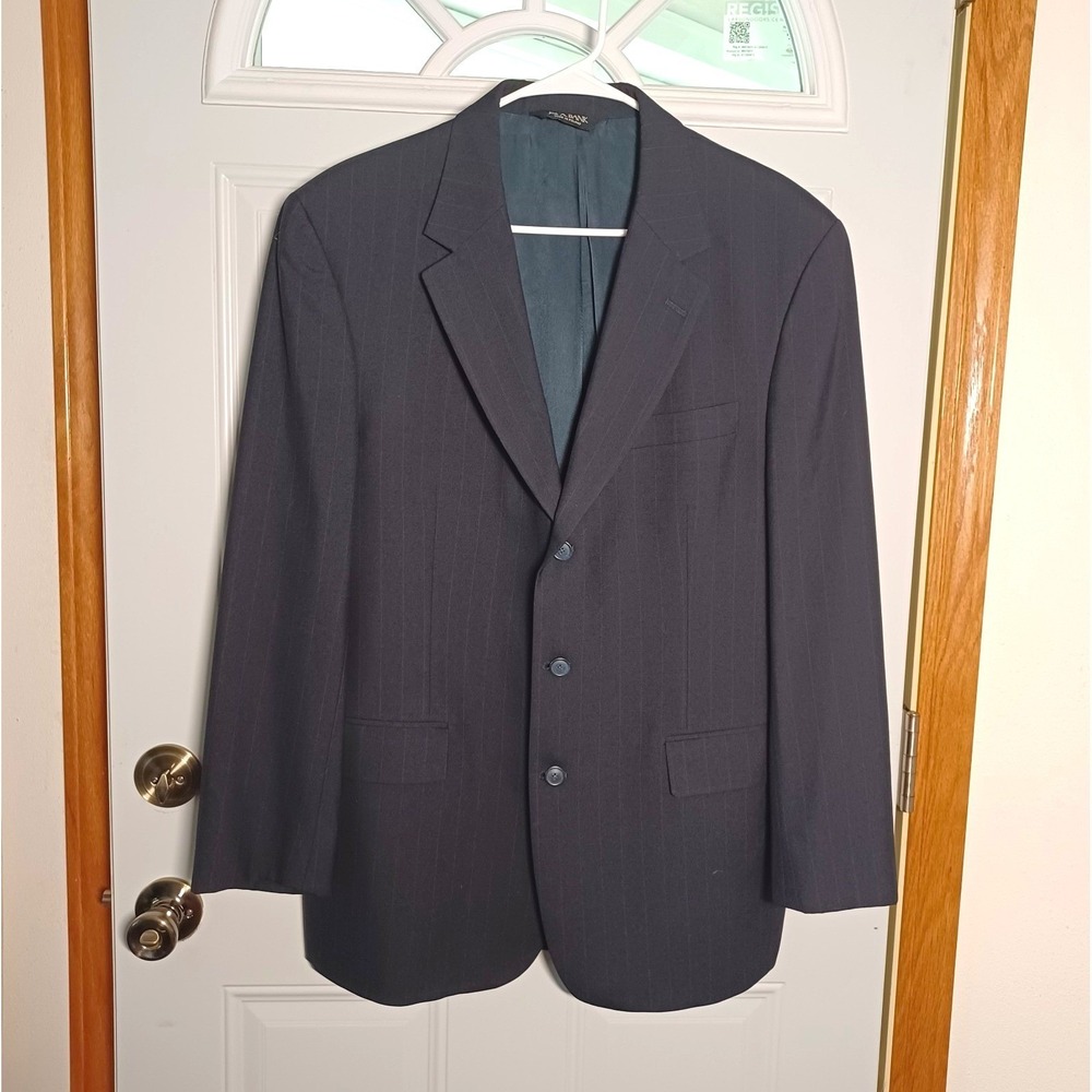 Jos. A. Bank Navy Blue Pinstripe Wool Suit Jacket 42 3-Button Notch Classic Fit